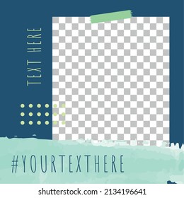 Blue empty social network post template Vector