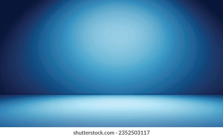 Blue empty Studio room for product placement or as a design template with wall angle in a full frame view Vector Illustration