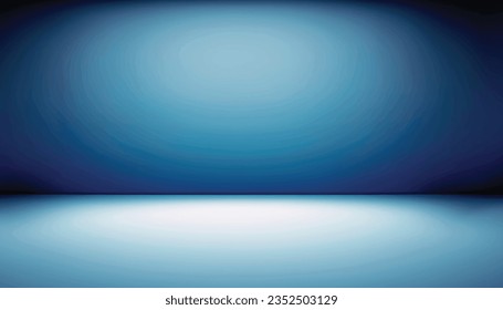 Blue empty Studio room for product placement or as a design template with wall angle in a full frame view Vector Illustration