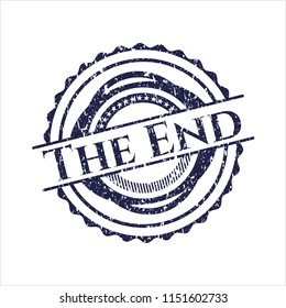 Blue The End distress rubber stamp with grunge texture