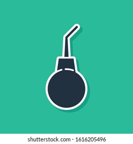 Blue Enema pear icon isolated on green background. Medical rubber pump.  Vector Illustration