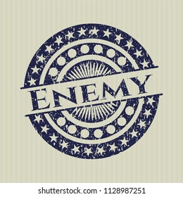 Blue Enemy distress rubber stamp with grunge texture