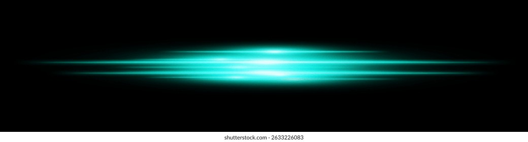 Blue energy beam. Bright horizontal streaks with layered glow and radiant effect on black background. Great for power, sci-fi, motion, tech, future design.