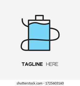 vector de logotipo de energía azul con ilustración completa de batería