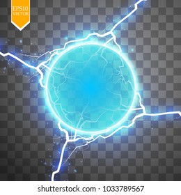 blue energy ring with lightning abstract.conceptual vector design with free area in center for any object. Vector