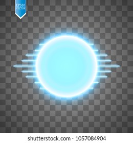 Blue energy ring with speed glow lines on transparent backgraund. abstract.conceptual vector design with free area in center for any object.