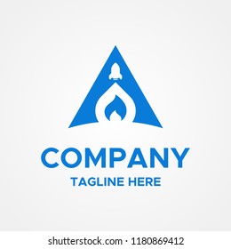 Blue Energy Rocket Logo Template