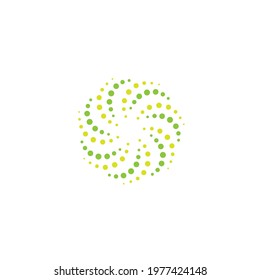 Blue energy round logo isolated on white. Ecology circle sign. Science, tech logo. System, communication, network, interaction, team work sign.  Vector illustration