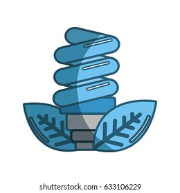 blue energy save bulb with leaves icon