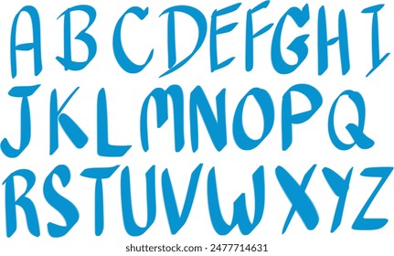 blue English's alphabet, Hand drawn alphabet A B C D E F G H I J K L M N O P Q R S T U V W X Y Z