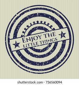 Blue Enjoy the little things distressed grunge stamp