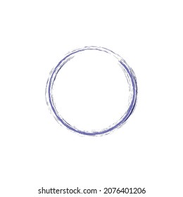Blue enso symbol isolated on white. Water blue brushed circle. Watercolor navy enso zen circle. Hand drawn brushed round stroke. Water circular wave. Nature circle. Abstract vector illustration.
