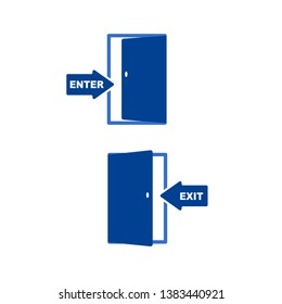 Blue enter and exit icon on white background