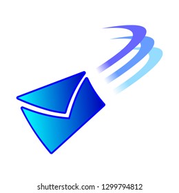 Blue envelop icon. Vector illustration.