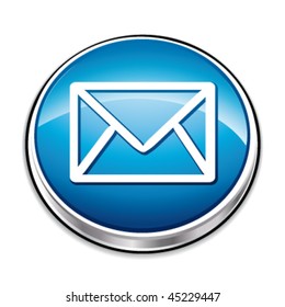 Blue envelope contact button. Vector illustration.
