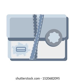 Blue envelope decorated with string