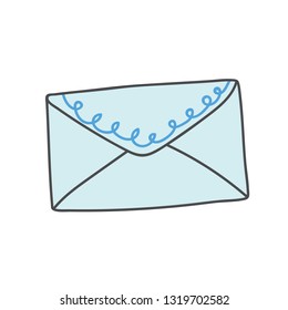 Blue envelope doodle style vector