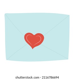 blauer Umschlag mit einem Herz für eine Liebesbotschaft, Design-Element für Valentinstag.