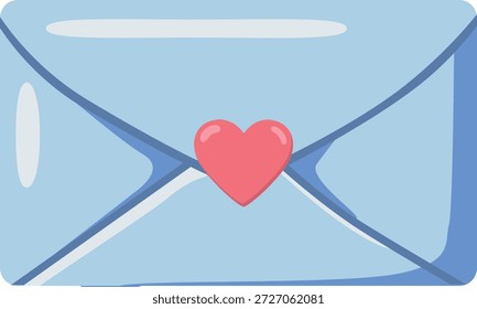 Blue envelope with heart seal symbolizing love letters, romantic messages, and Valentine greetings