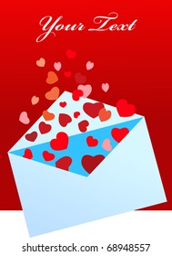 blue envelope with hearts and place for your text
