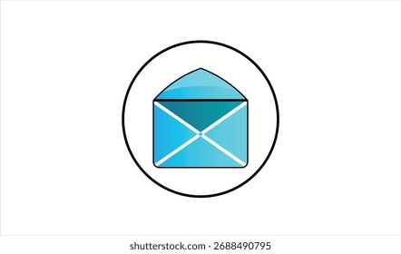 Blaues Umschlagsymbol in einem Kreis, das E-Mail und Kommunikation symbolisiert - klares, modernes und minimales Design.