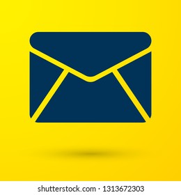 Blue Envelope icon isolated on yellow background. Email message letter symbol. Vector Illustration