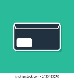 Blue Envelope icon isolated on green background. Email message letter symbol.  Vector Illustration
