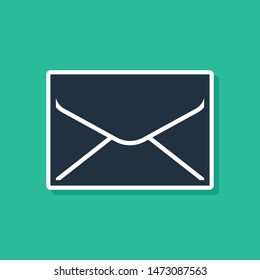 Blue Envelope icon isolated on green background. Email message letter symbol.   Vector Illustration