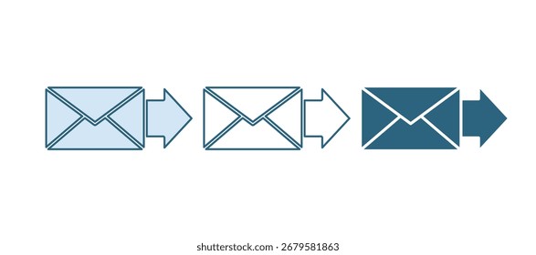 Blue Envelope icon isolated on white background. Email message letter symbol.  Vector