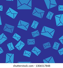 Blue Envelope icon isolated seamless pattern on blue background. Email message letter symbol. Vector Illustration