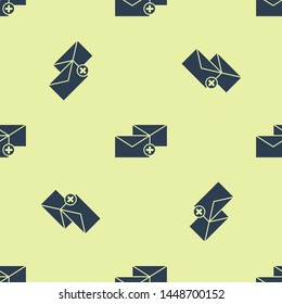 Blue Envelope icon isolated seamless pattern on white background. Received message concept. New, email incoming message, sms. Mail delivery service.  Vector Illustration