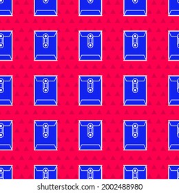 Blue Envelope icon isolated seamless pattern on red background. Email message letter symbol.  Vector Illustration