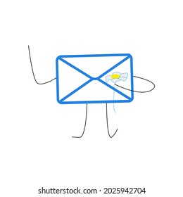 Blue envelope icon. On white background. Vector.