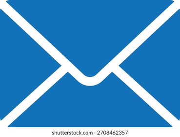Icono de sobre azul con líneas blancas aisladas para comunicación y correspondencia