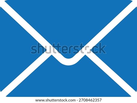 Blue envelope icon with white lines isolated for communication and correspondence