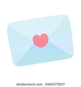 Blue envelope with a love letter. Wedding and valentine day concept.