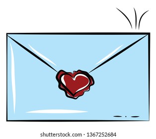 Sobre azul con vector de sello de amor o ilustración de color