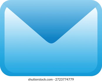 Ícone de e-mail de envelope azul no estilo moderno de vetor brilhante