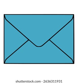 blue envelope mail message flat color vector illustration template design