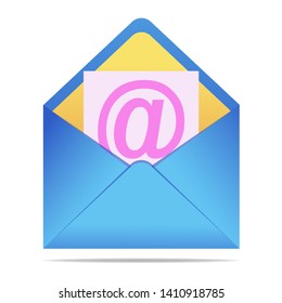Blue envelope on isolated background. Vector envelope in realistic style. Symbol of message, mail, email or business document. Vector eps10