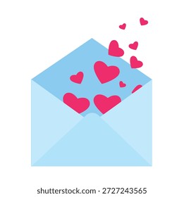  Sobre azul con corazones rosas sobre un fondo blanco Día de San Valentín