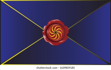 blue envelope with the red wax seal. luxury design envelope.