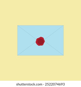 Blauwe envelop met rode wax seal vector illustratie. Beveiligde brief
