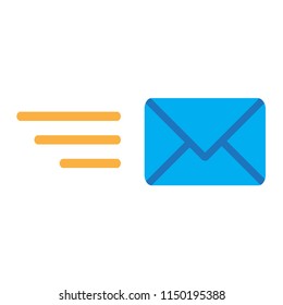 blue envelope - sign of sending mail isolated, mail sign message envelope icon vector illustration - email send symbol