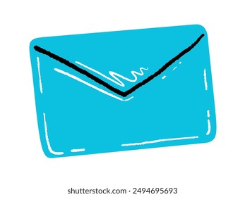 A blue envelope with a simplistic and slightly abstract design