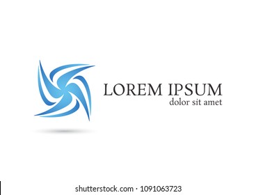 blue environment vector logo design template, leaf icon, eco sign, pure power symbol, vector illustration