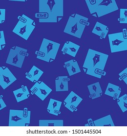 Blue EPS file document. Download eps button icon isolated seamless pattern on blue background. EPS file symbol.  Vector Illustration