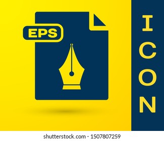 Blue EPS file document. Download eps button icon isolated on yellow background. EPS file symbol.  Vector Illustration
