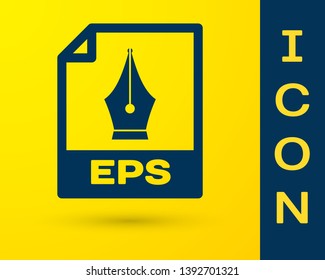 Blue EPS file document icon. Download eps button icon isolated on yellow background. EPS file symbol. Vector Illustration