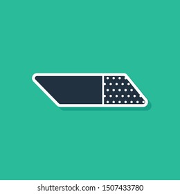 Blue Eraser or rubber icon isolated on green background.  Vector Illustration